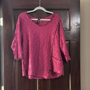 Noblu Artsy Pink 3/4 Sleeve Oversized Blouse